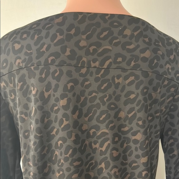 Ann Taylor Women’s Dark Brown Cheetah Print Long Sleeve Blouse Size Medium - Picture 6 of 10
